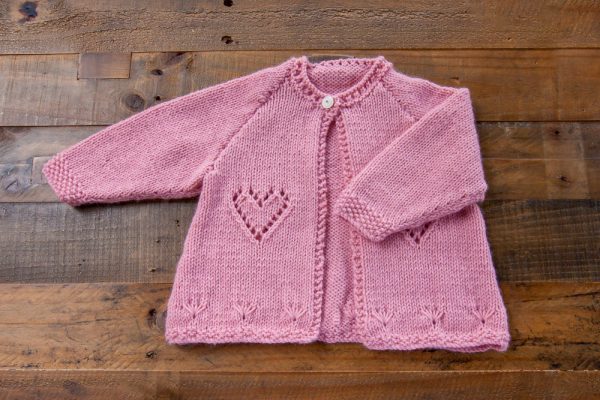 Pink Cardigan with Love Hearts