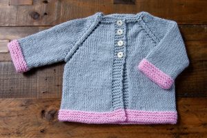 Grey with Pink Band Cardigan