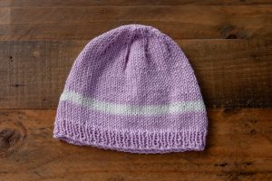 Lilac Cotton Beanie with White Accent