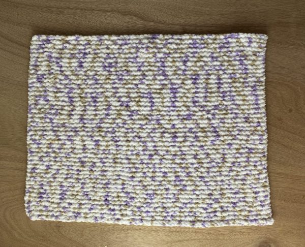Purple, Brown and White Mottled Chunky Knit Blanket 1